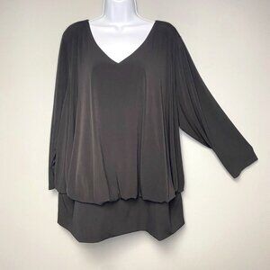 Lane Bryant Black V-Neck Flowy Dressy Long Sleeve Top Women's Size 26/28